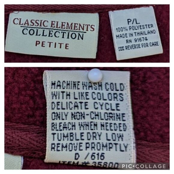 Vintage Fall Autumn Fleece Vest Navy Burgundy Colorblock Embroidered Size P/L - Picture 7 of 7